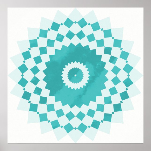 Mandala Blue Turquoise Sky Pattern Poster (Vorne)