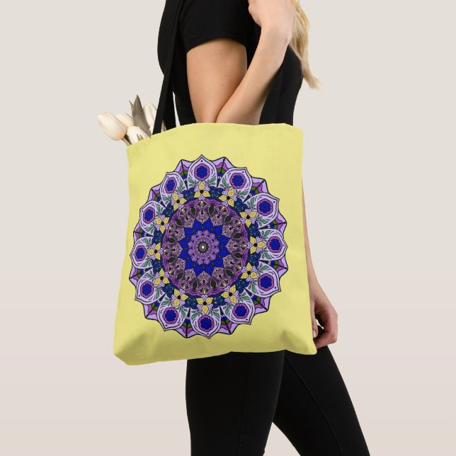 Mandala Blueberry 12 Blue Violet on Yellow - (Von Nahem)
