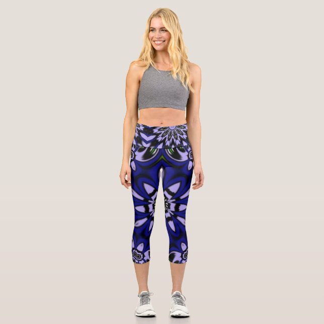 Mandala-Blume Capri Leggings (Vorderseite)