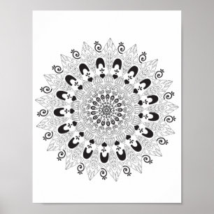 Mandala Blume Design Coloring Page Poster