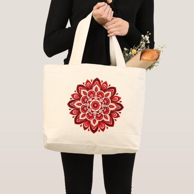 Mandala / Blume Design Jumbo Stoffbeutel (Vorderseite (Produkt))