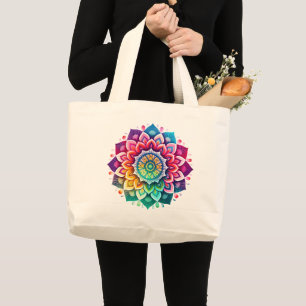 Mandala / Blume Design Jumbo Stoffbeutel