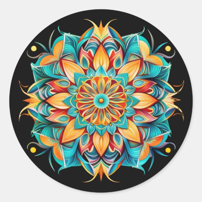 Mandala / Blume Design Runder Aufkleber (Vorderseite)
