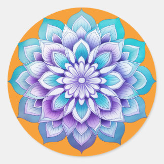 Mandala / Blume Design Runder Aufkleber
