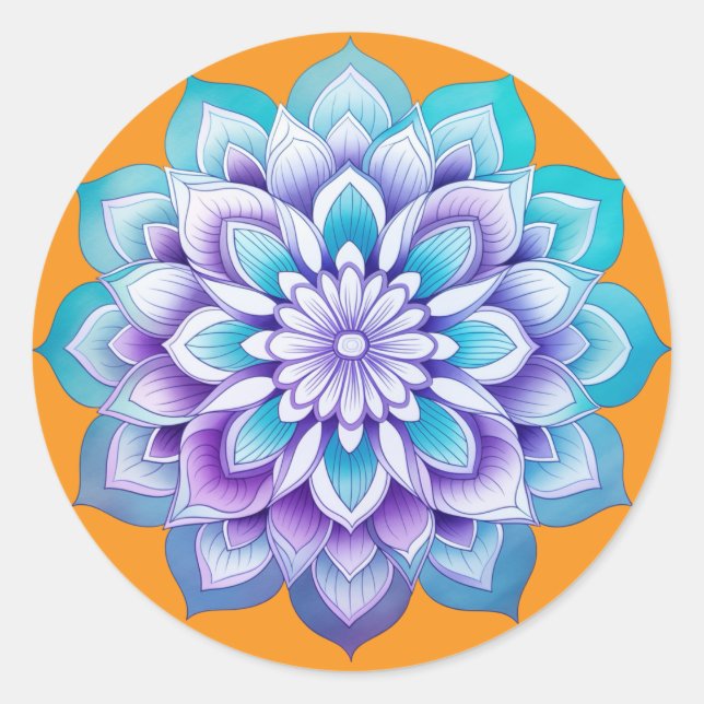 Mandala / Blume Design Runder Aufkleber (Vorderseite)