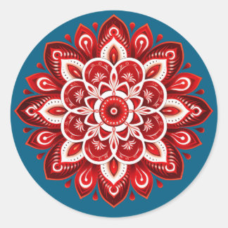 Mandala / Blume Design Runder Aufkleber