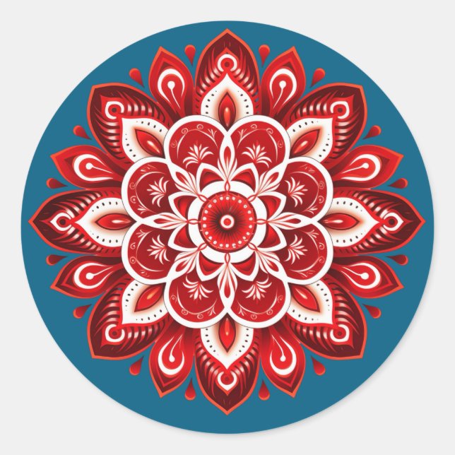 Mandala / Blume Design Runder Aufkleber (Vorderseite)