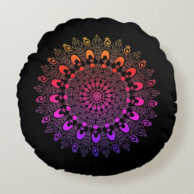 Mandala Blume Design Throw Kissen (Vorderseite)