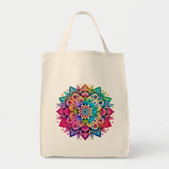 Mandala / Blume Design Tragetasche (Vorne)