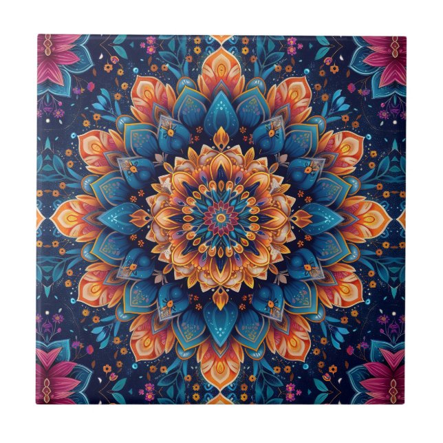 Mandala Blume Digital Art Style-23907. Fliese (Vorderseite)