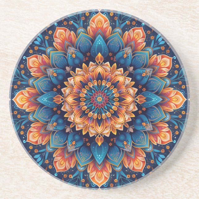 Mandala Blume Digital Art Style-23907. Getränkeuntersetzer (Vorne)