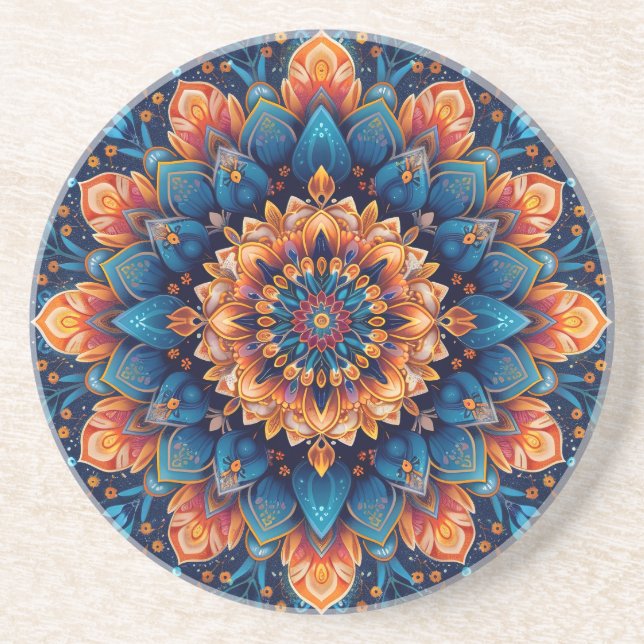 Mandala Blume Digital Art Style-23907. Getränkeuntersetzer (Vorne)