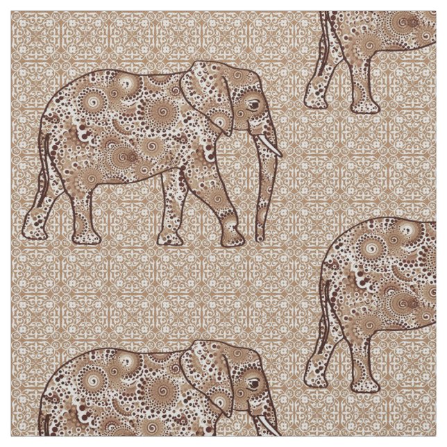 Mandala-Blume-Elefant - braun und tauglich Stoff (Muster)