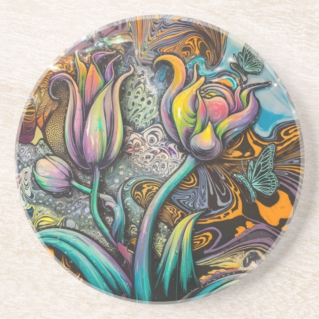 Mandala Blume Getränkeuntersetzer (Vorne)