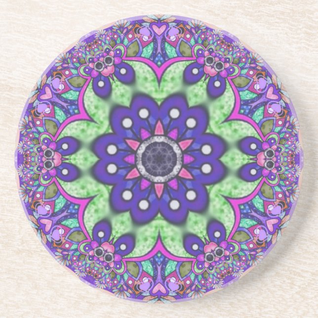 Mandala Blume Getränkeuntersetzer (Vorne)