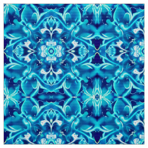 Mandala-Blume in den Farbtönen von Indigoblau Stoff