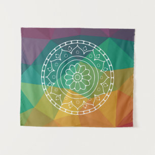 Mandala Blume India Regenbogen boho farbenfrohe Ge Wandteppich