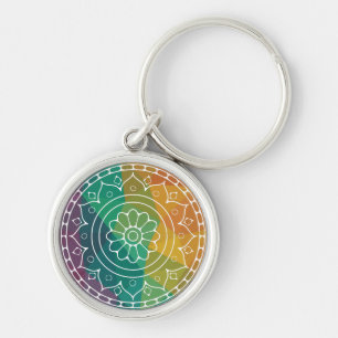Mandala Blume India Regenbogen bunter Boho Schlüsselanhänger