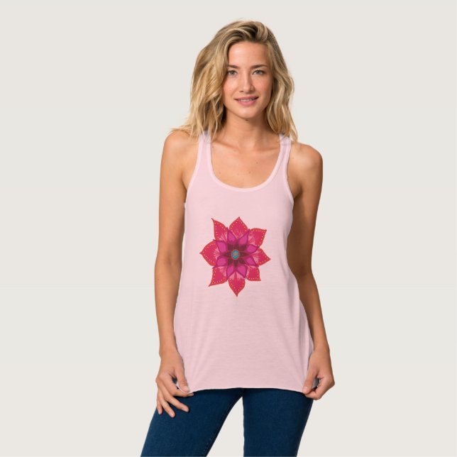 Mandala Blume Kunst Bella+Leinwand Tank Top (Vorderseite Vollansicht)