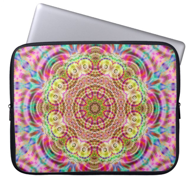Mandala-Blume: Künstlerisches Design Laptopschutzhülle (Vorderseite)