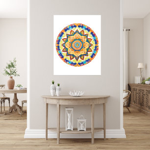 Mandala Blume Magic Blue Wassercolor Fotodruck