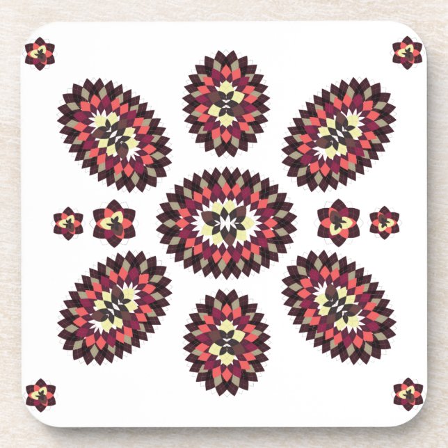 Mandala Blume Pattern Getränkeuntersetzer (Vorderseite)