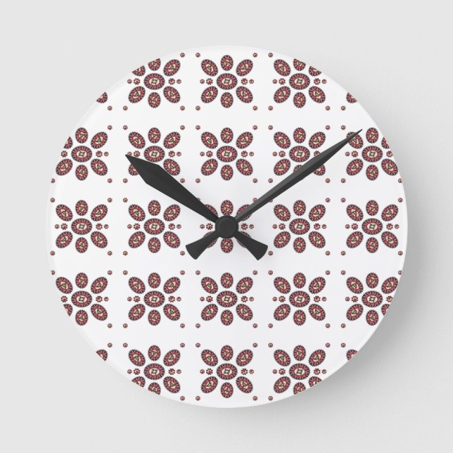 Mandala Blume Pattern Runde Wanduhr (Vorderseite)