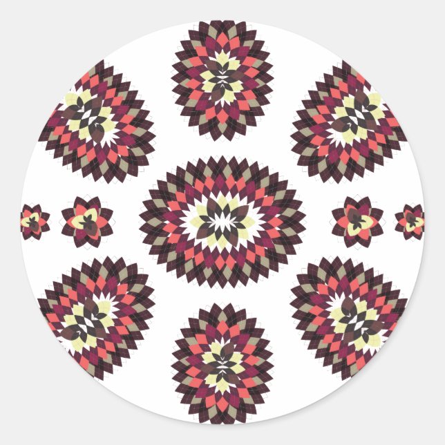 Mandala Blume Pattern Runder Aufkleber (Vorderseite)