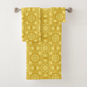 Mandala Blume Pattern - Senf Gold und Gelb Badhandtuch Set
