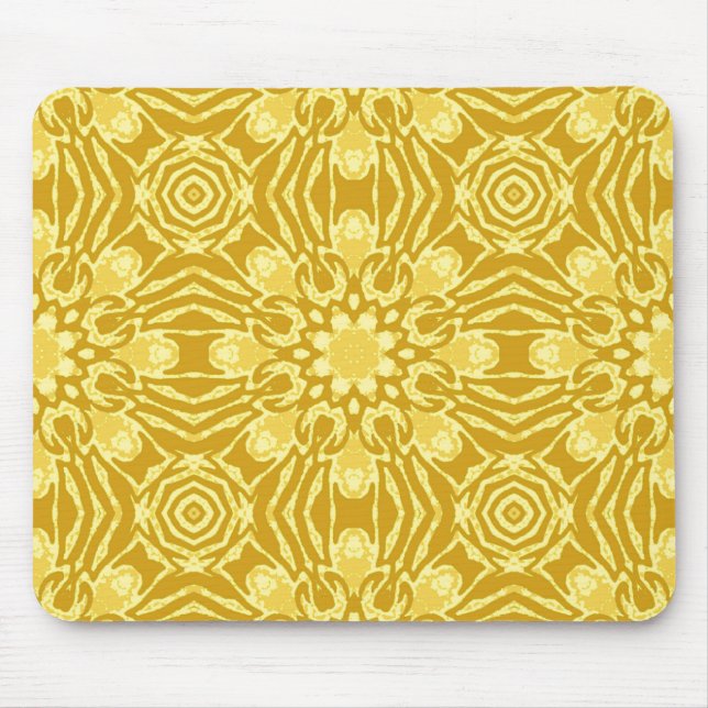 Mandala Blume Pattern - Senf Gold und Gelb Mousepad (Vorne)