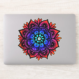Mandala Blume Rotes Blau Aufkleber