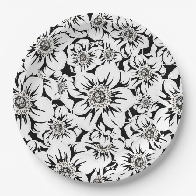 Mandala-Blumen 6 Pappteller (Vorderseite)