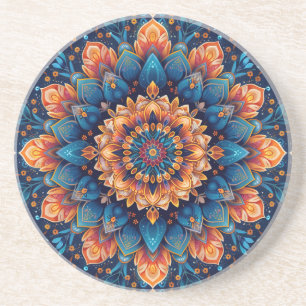 Mandala-Blumen-Digital-Art-Stil-23907. Getränkeuntersetzer
