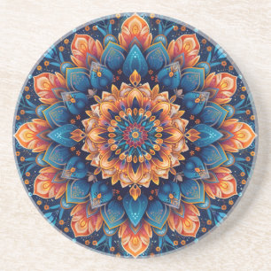 Mandala-Blumen-Digital-Art-Stil-23907. Getränkeuntersetzer