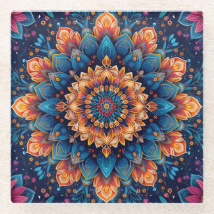 Mandala-Blumen-Digital-Art-Stil-23907. Glasuntersetzer