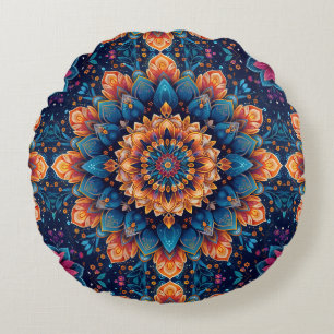 Mandala-Blumen-Digital-Art-Stil-23907 Rundes Kissen