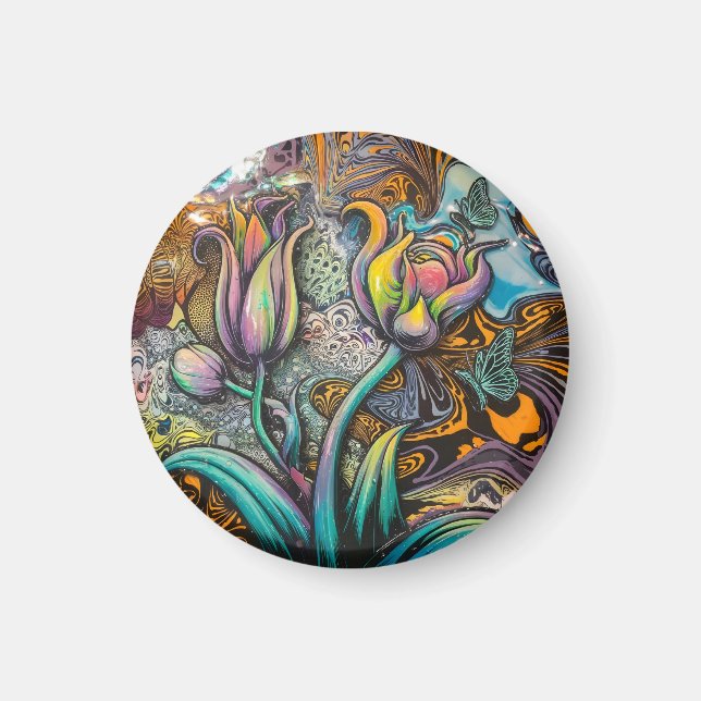 Mandala-Blumen Magnet (Vorne)