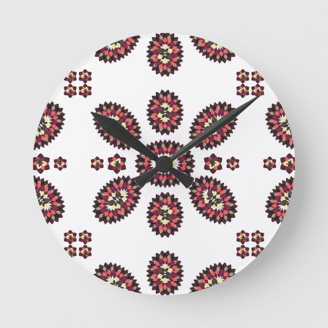 Mandala-Blumen-Muster Runde Wanduhr (Vorderseite)