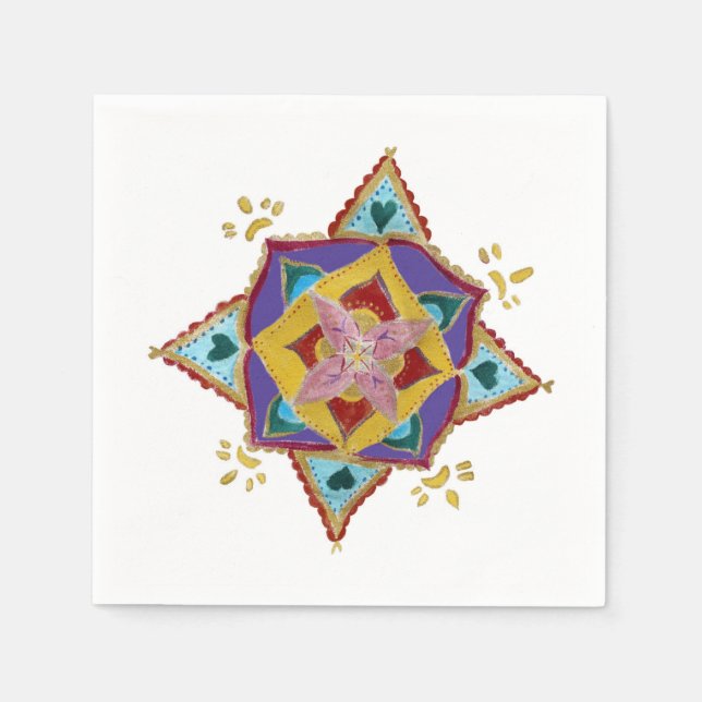 Mandala-Blumen-Papier-Tischservietten Serviette (Vorderseite)