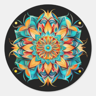 Mandala / Blumendesign Runder Aufkleber