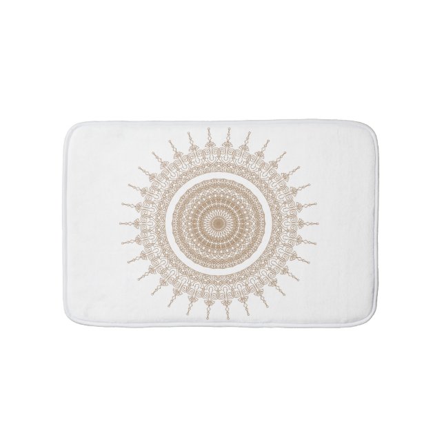 Mandala Bohemisch White Boho Badematte (Vorderseite)