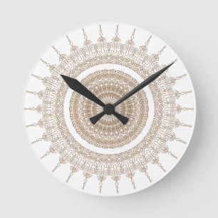 Mandala Bohemisch White Boho Runde Wanduhr