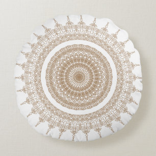 Mandala Bohemisch White Boho Rundes Kissen