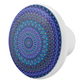 Mandala Boho Blue Aquamarin Lila Peacock Gold Magi Keramikknauf
