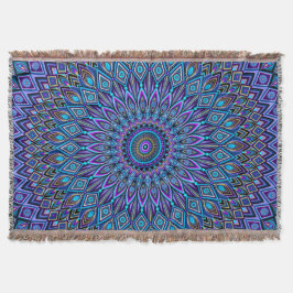 Mandala Boho Blue Aquamarin Lila Peacock Oriental Decke