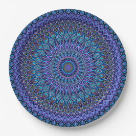 Mandala Boho Blue Aquamarin Lila Peacock Vibrant Pappteller