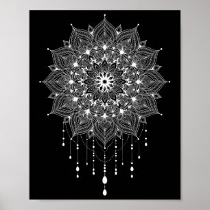 Mandala Boho Lotus Zen Kunst Buddha Botanisch Sukk Poster