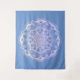 Mandala Boho Pastel Blue Gradient Wandteppich
