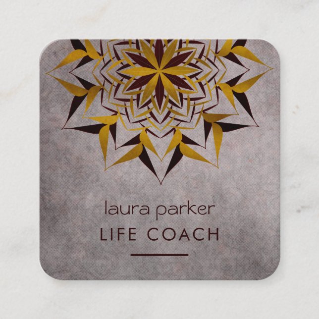 Mandala Boho Tribal Yoga Massage Therapie Quadratische Visitenkarte (Vorderseite)