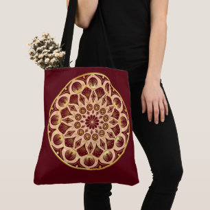 Mandala Bordeauxrot Gold auf Bordeauxrotem Hinterg
